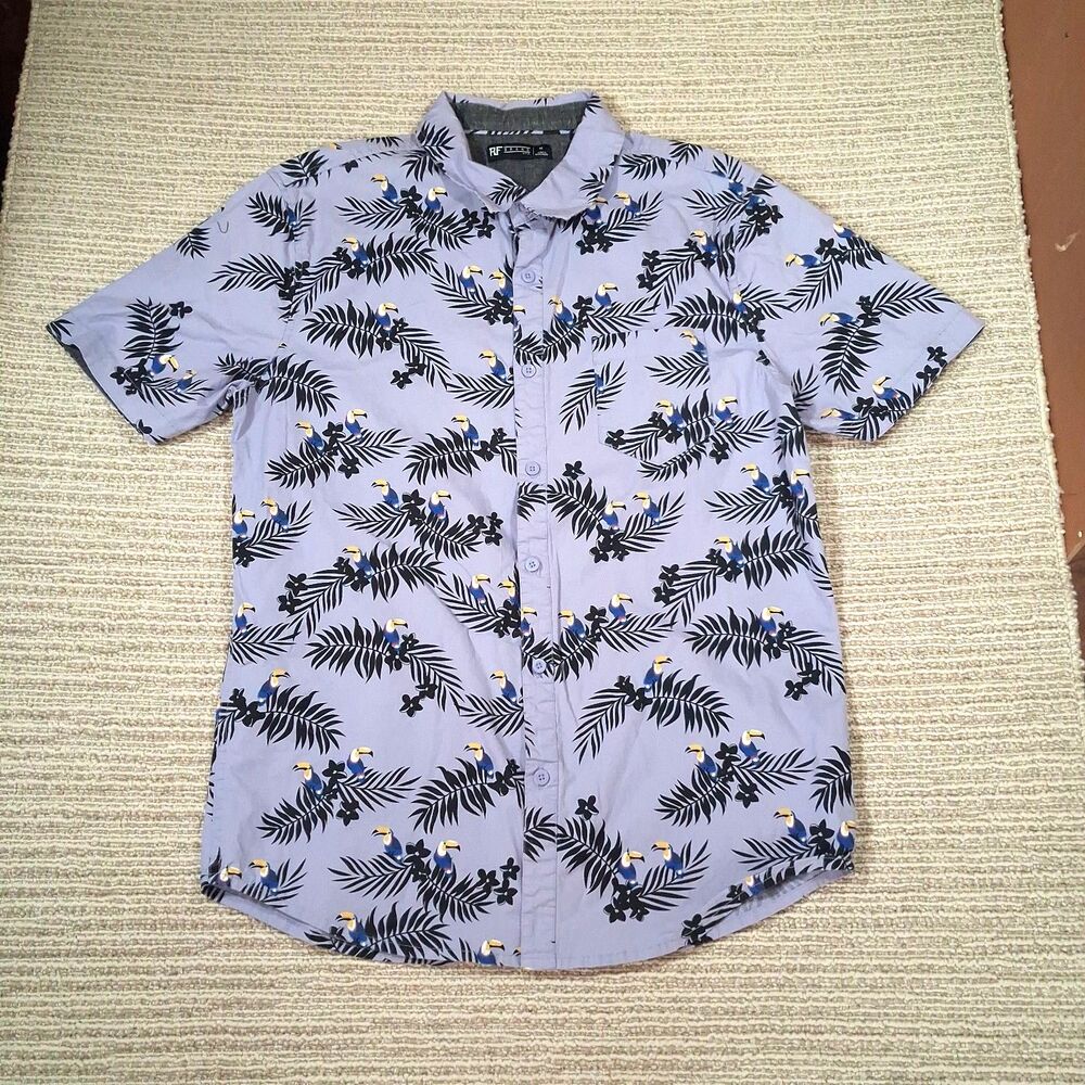 mens blue medium button down shirt rf brand